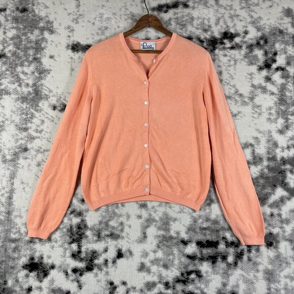 Vintage Lilly Pulitzer Sweater Womens Size Medium Cotton Button Up Short Length - Picture 1 of 11